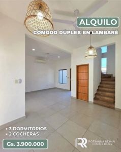 ALQUILO CÓMODO DÚPLEX EN LAMBARÉ 