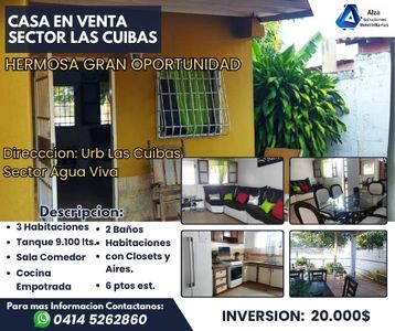 CASA EN VENTA URB LAS CUIBAS , SECTOR AGUA VIVA , EDO LARA