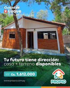 Casa+Terreno al valor de un Alquiler