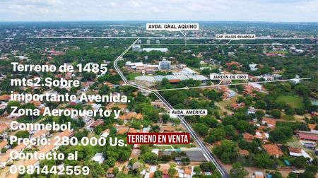 CIUDAD DE LUQUE. VENDO PROPIEDAD DE 1485 MTS2.SOBRE IMPORTANTE AVENIDA ZONA CONMEBOL, AEROPUERTO COMERCIOS E INDUSTRIAS.