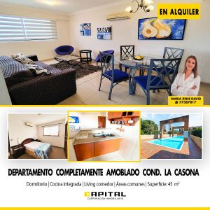 DEPARTAMENTO COMPLETAMENTE AMOBLADO EN ALQUILER – EDIFICIO LA CASONA