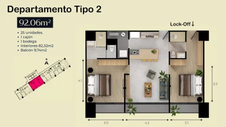 Departamento Nuevo en Espacio Monraz Terrazas. 92 Mts.