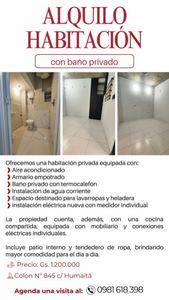 DOY EN ALQUILER UN DORMITORIO CON BAÑO PRIVADO Y A. DE AIRE EN EL MICROCENTO DE ASUNCION