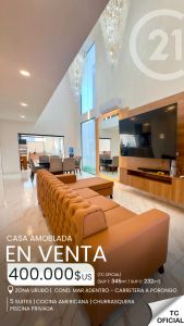 En Venta! Lujosa Casa Amoblada en Mar Adentro