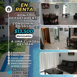 Hermoso departamento en condominio brisasol