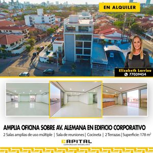 Oficina amplia en alquiler sobre Avenida Alemana