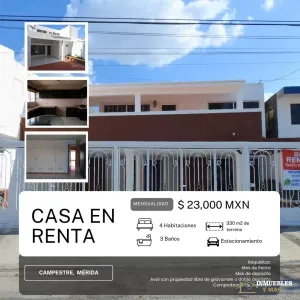 RENTA DE CASA EN LA COL. CAMPESTRE MERIDA YUCATAN