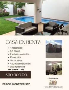 RENTA DE CASA EN MONTECRISTO EN ESQUINA MERIDA YUCATAN