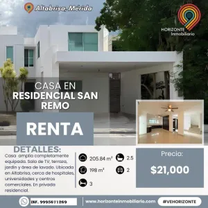 RENTA DE CASA EN PRIVADA EN ALTABRISA MERIDA YUCATAN