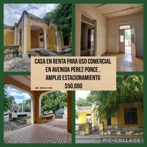 RENTA DE CASA PARA COMERCIO U OFICINAS  AV PEREZ PONCE MERID