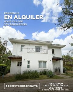 SE ALQUILA RESIDENCIA TEMPORAL EN  AQUA VILLAGE- SAN BERNARDINO