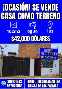 Se Vende Casa Como Terreno De 102m2