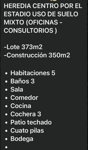 SE VENDE CASA CON USO MIXTO EN HEREDIA