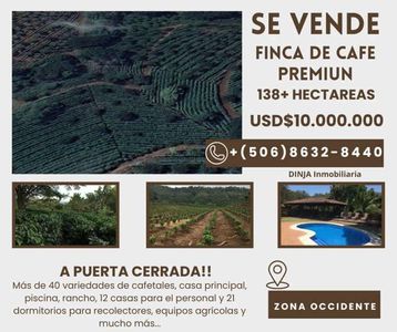  SE VENDE FINCA CAFETALERA PREMIUN - A PUERTA CERRADA - ZONA OCCIDENTE