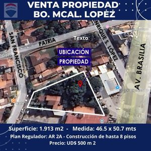 Terreno en Venta con casa a demoler en Mcal. López – Jara 