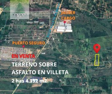 TERRENO PARA INDUSTRIA O LOGÍSTICA 2 HECTÁREAS 4.392 M2 SOBRE ASFALTO EN VILLETA A 2000 METROS DE PUERTO SEGURO