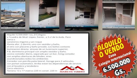 VENDO O ALQUILO Casa a 3 cuadras colegio internacional COD: CL 872