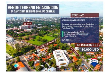 VENDO TERRENO 902 M2 S/AVDA.SACRAMENTO FRENTE A POLICLINICA IPS -BO. BELLA VISTA