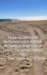 VENTA DE TERRENO CON FRENTE A PLAYA ,TOMATLAN,JALISCO,MX